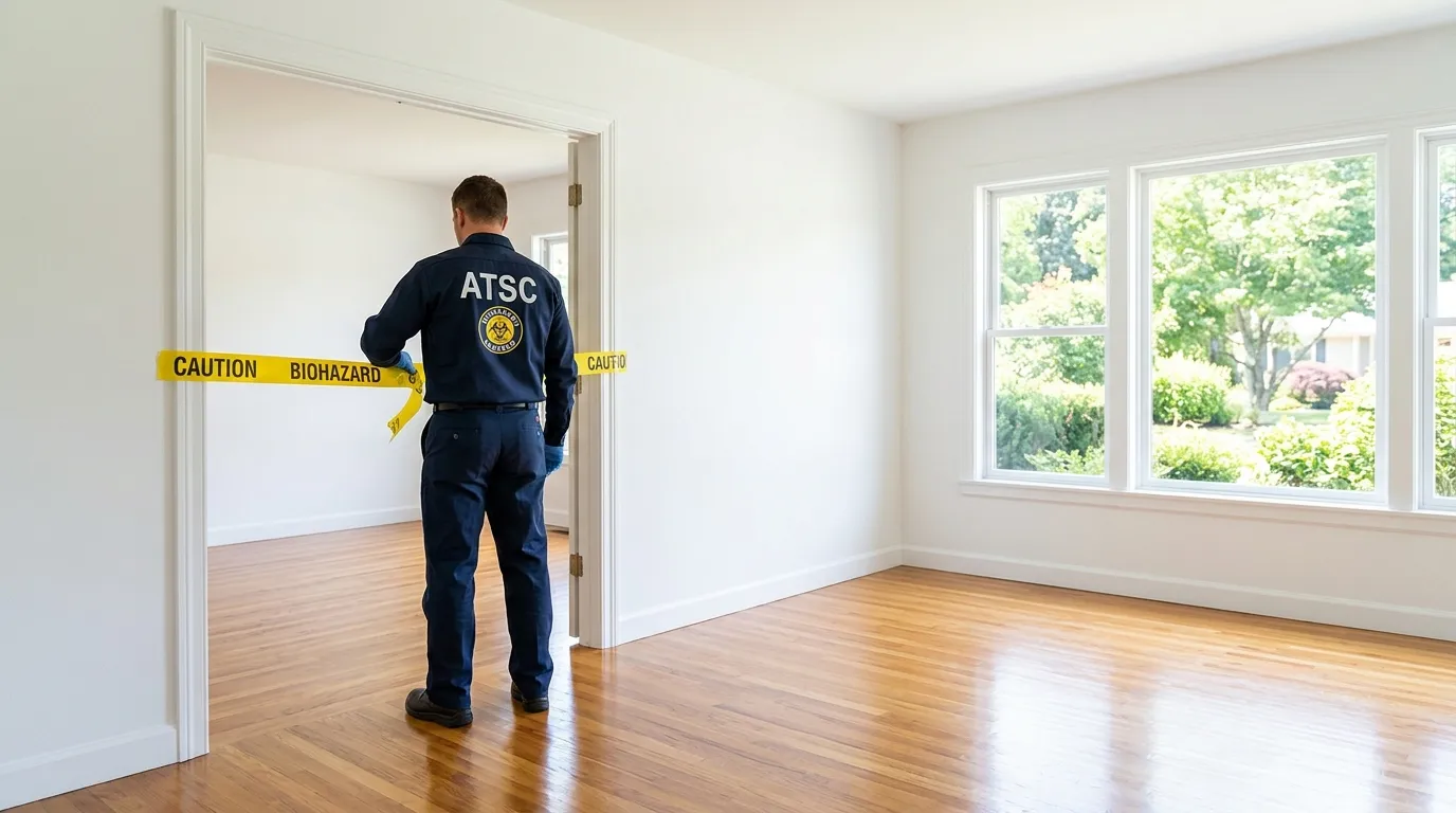 Certified biohazard cleanup crew performing Trauma Scene Cleanup in Duquesne